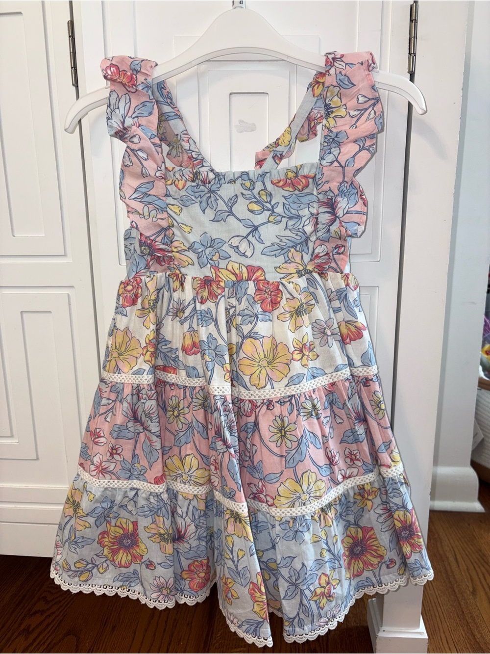 Catherine Malandrino Floral Tiered Ruffle Sundress for Girls - Pink & Blue 3T